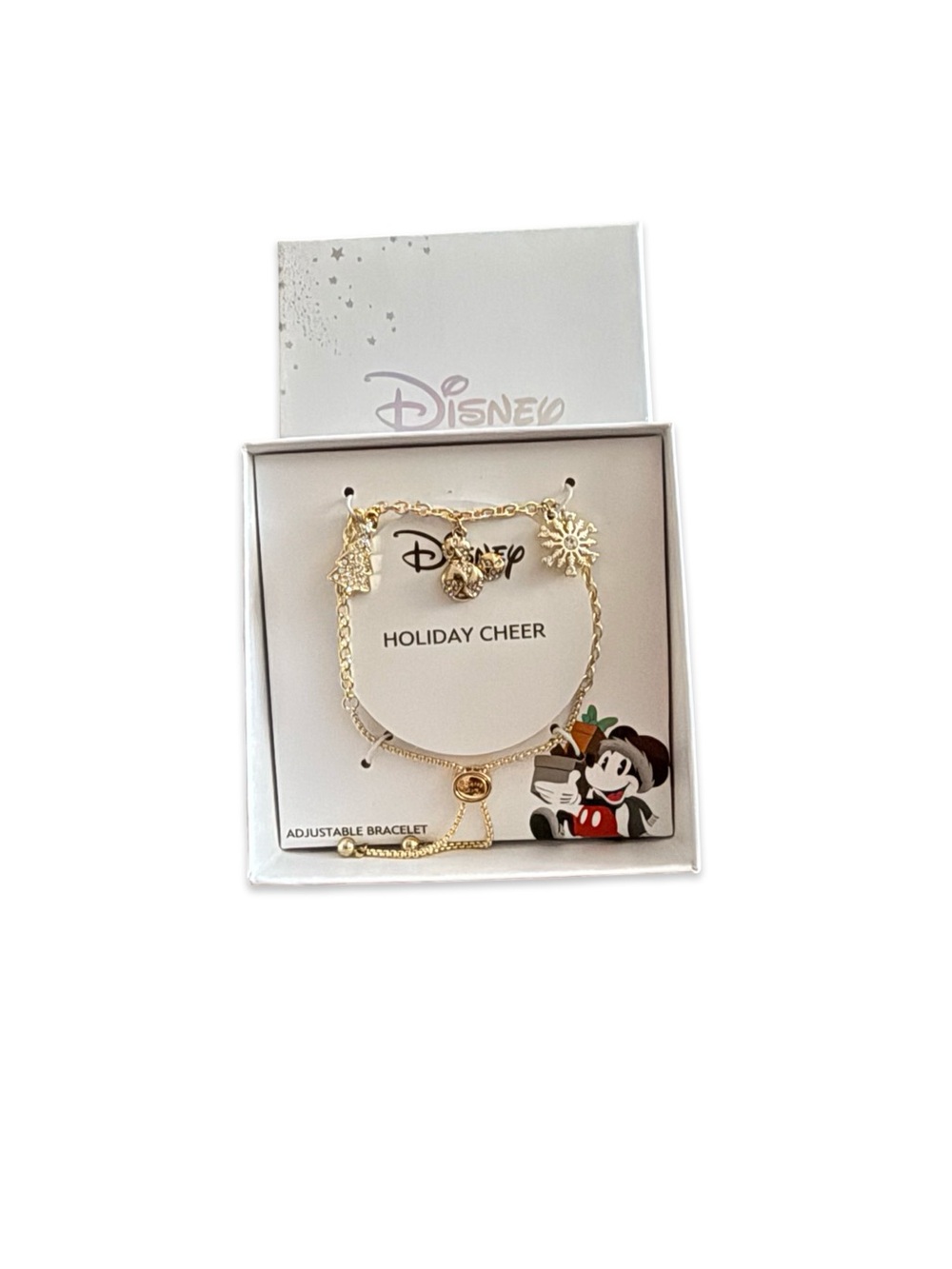 Disney Gold Holiday Charm Bracelet with Mickey Accents
